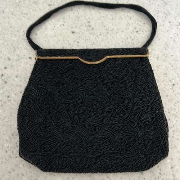 Vintage black beaded bag from Paris France - Picture 1 of 6